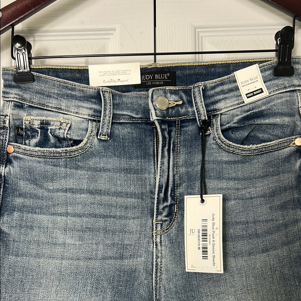 JUDY BLUE TUMMY CONTROL TOP highwaist Denim Shorts Cuffed Hem with Stretch - Picture 2 of 4